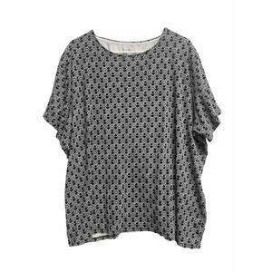 Croft & Barrow Top 2X Black, white Floral Print Shirt Stretch